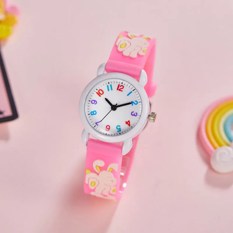 cartoon children's color simple clear digital face girls butterfly kindergarten silicone gift quartz watch