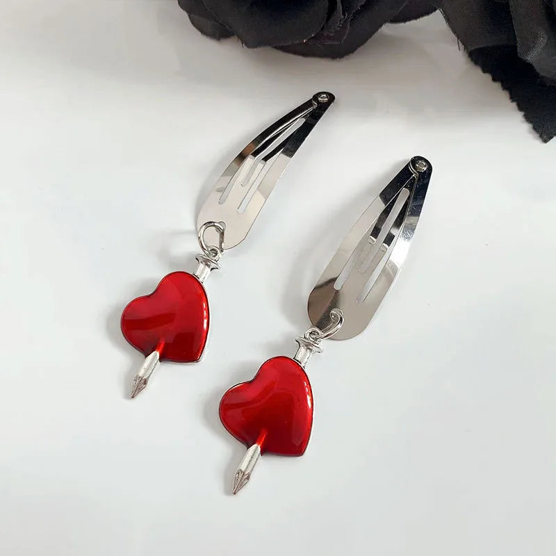 Retro Punk Women's Moon Heart Shape Butterfly Alloy Charm Hair Clips