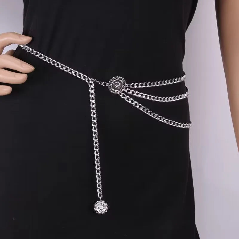 simple hollow chain fashion Metal Moon tassel waist chain female love body chain decoration wholesale