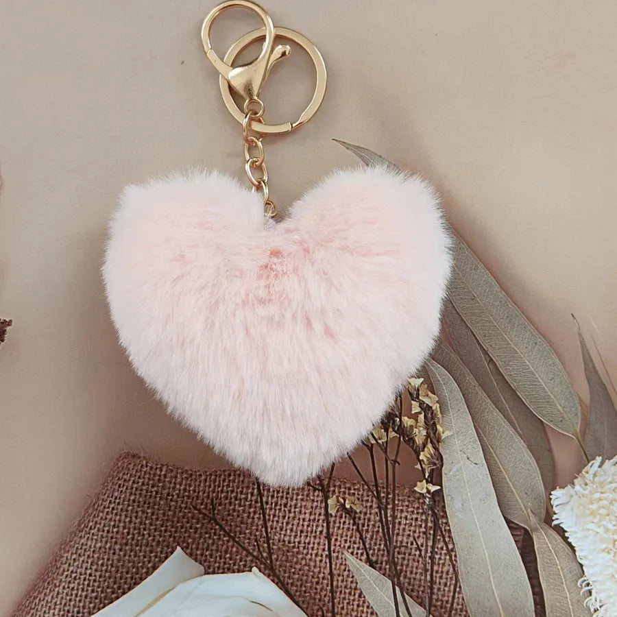 cute sweet solid color plush knitting keychain