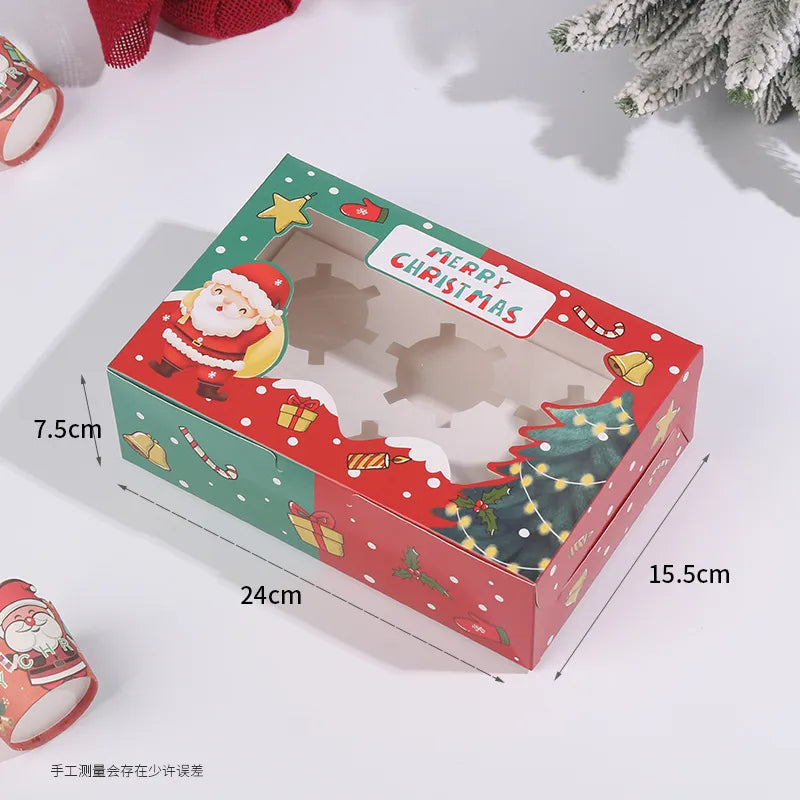 Creative Window Opening Transparent Christmas Baking Pastry Cupcake Packaging Box For Cakes Pastries And Gifts
