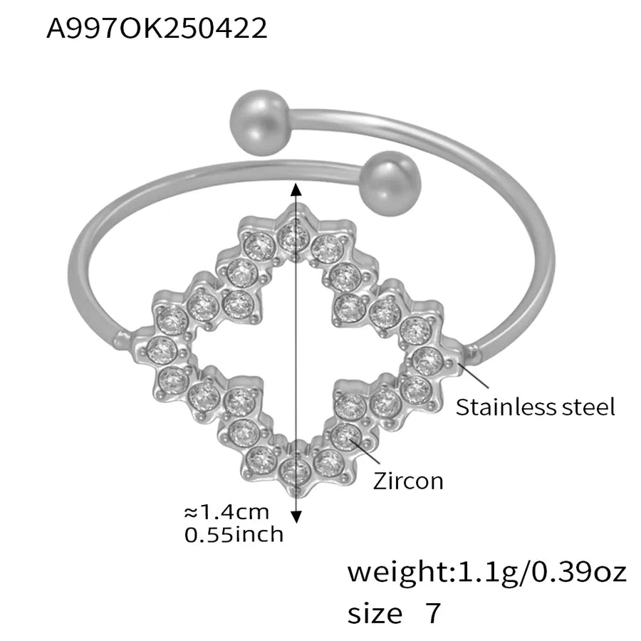 Wholesale Jewelry Casual Luxurious Vacation Geometric 304 Stainless Steel Zircon 18K Gold Plated Plating Inlay Rings