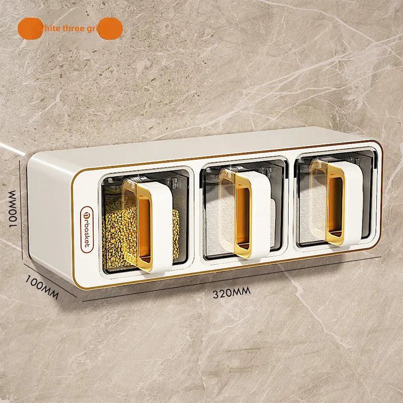 Seasoning box wall-mounted household kitchen pepper condiment storage box salt monosodium glutamate seasoning jar combination set