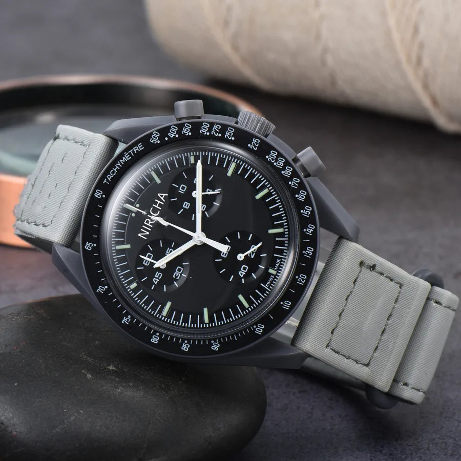 Foreign Trade Men's Niricha Oujia Glue Shell 6-Pin Super Luminous Quartz Watch Manufacturer Wholesale One Generation