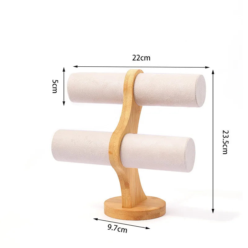 1 Piece Bamboo Wood Flannel Retro Classic Style Solid Color Jewelry Display