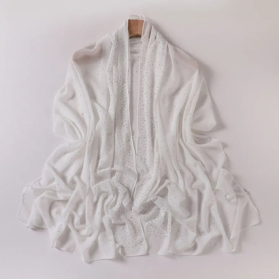 wholesale pearl chiffon ceramic gypsophila hot drill long scarf Hui scarf Indonesia Middle East Africa turban