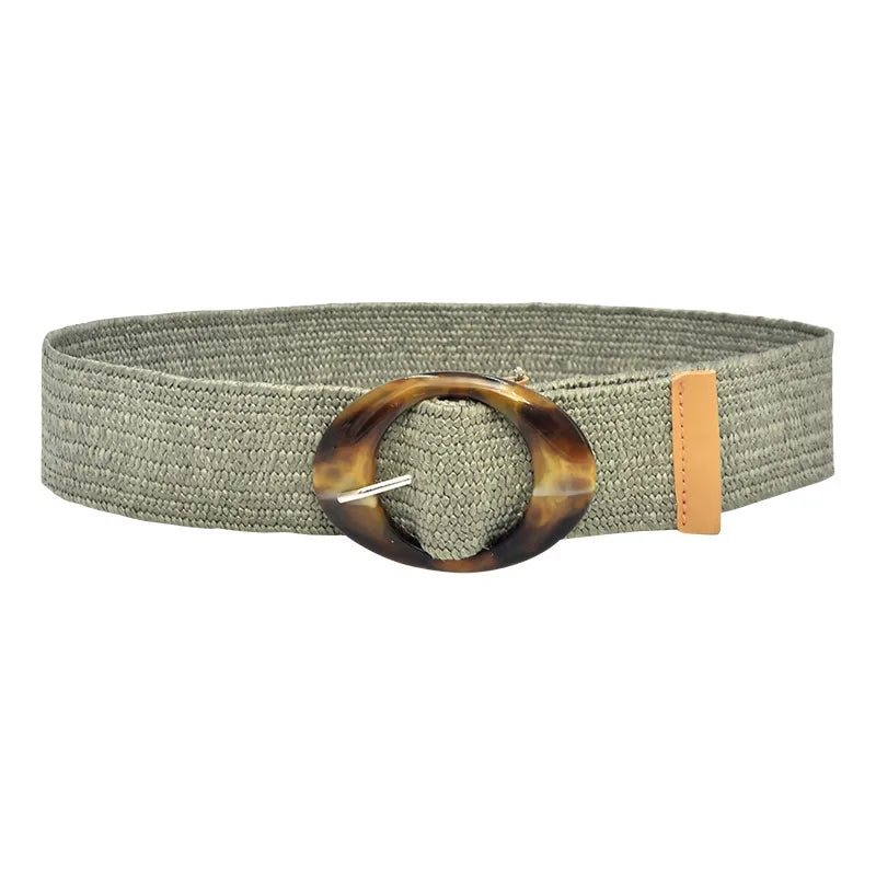 Retro Commute Stripe Solid Color Straw Women's Woven Belts