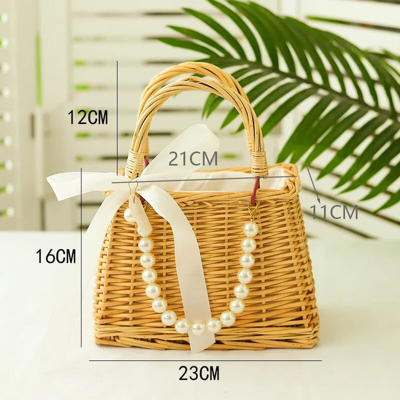 Pastoral Geometric bamboo wisteria Storage Basket