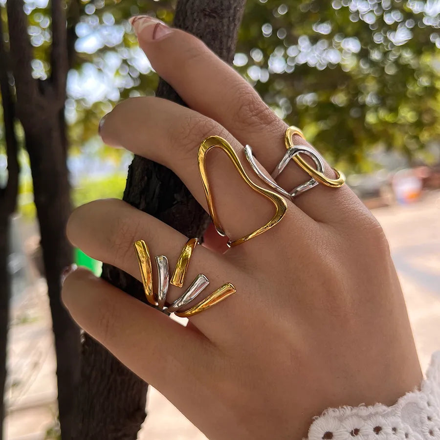 Wholesale Jewelry Hawaiian Tropical Streetwear Solid Color 304 Stainless Steel Rings