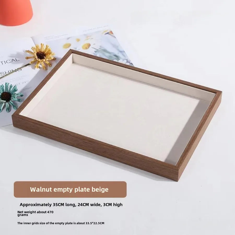 Walnut wood grain jewelry storage box ring tray stud earrings necklace watch tray jewelry bracelet display