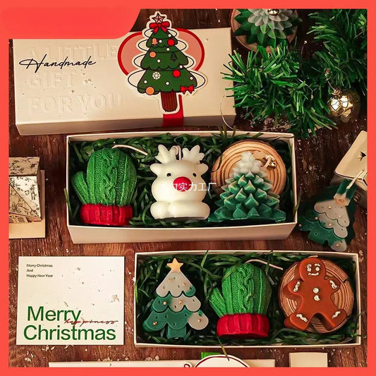 Cartoon Christmas Gift Box Creative Birthday Present Beautiful Resin Candle Souvenir Ideal For Christmas Small Gifts