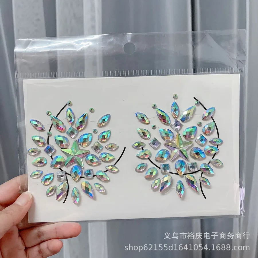 Halloween face stickers chest stickers body tattoo stickers resin acrylic Diamond stickers   tattoo stickers wholesale