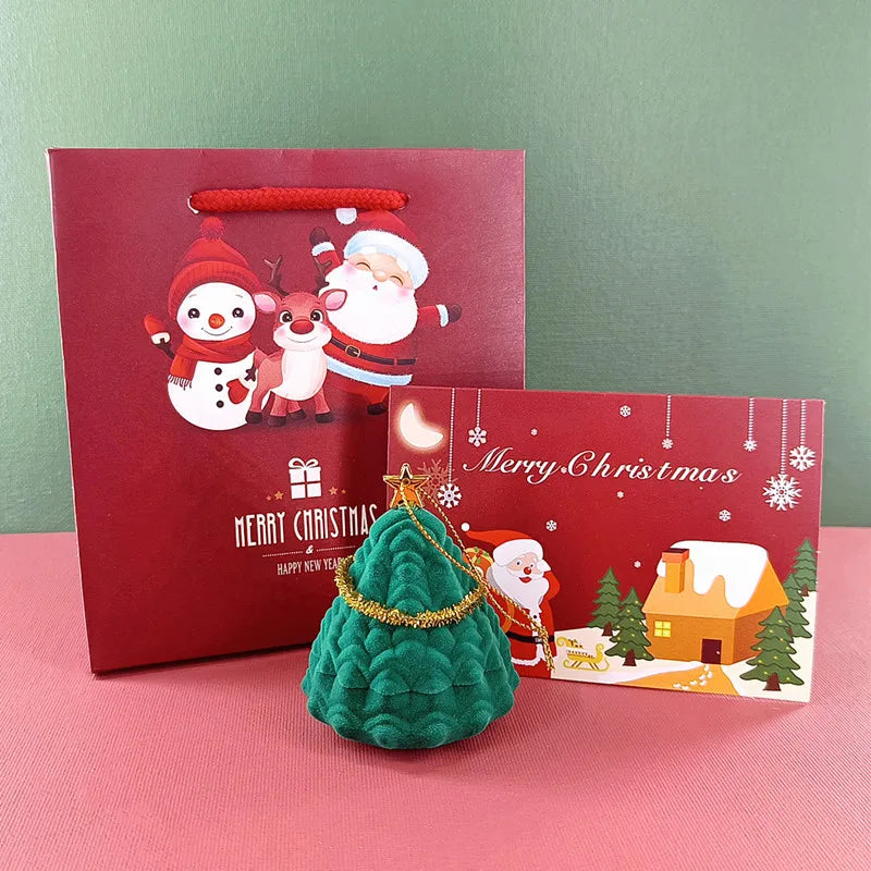 Christmas Eve Cartoon Mini Jewelry Box Ring Earrings Gift Box Fashion Composite Material Jewelry Packaging