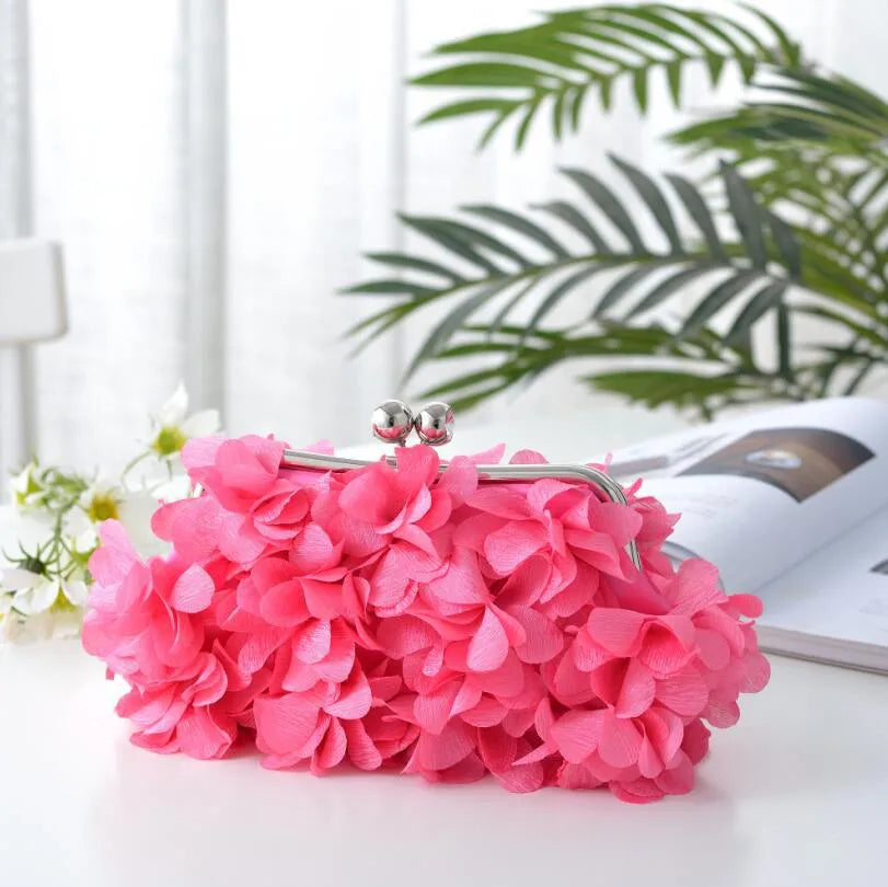 white purple dark blue polyester flower square evening bags
