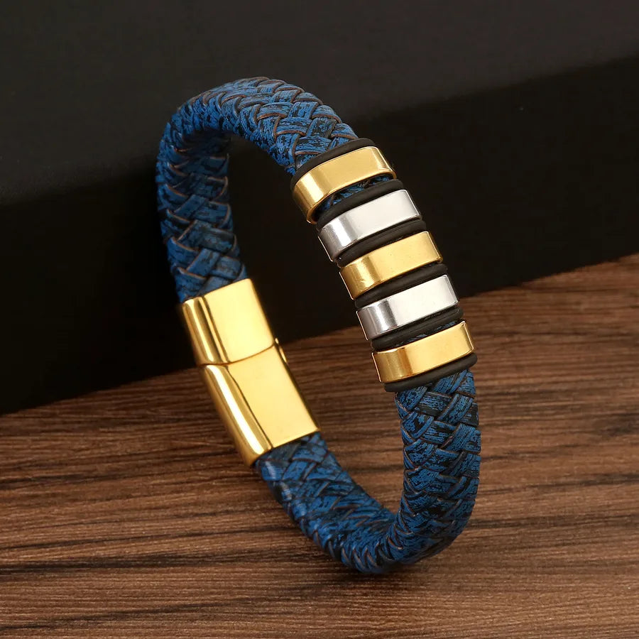 Retro Simple Style Geometric Stainless Steel Men's Bangle