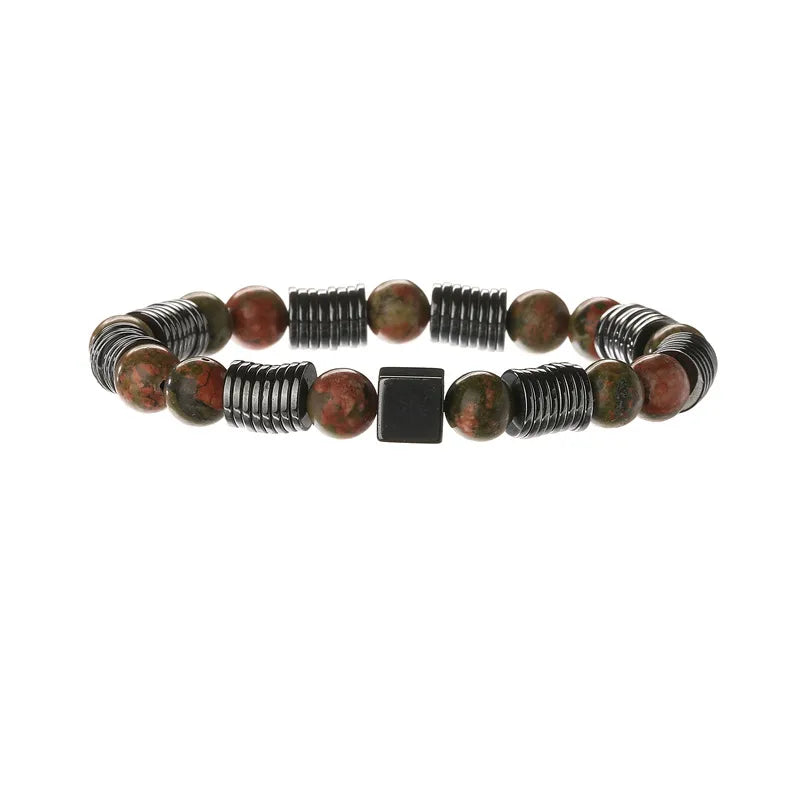 Geometric natural stone black gallstone Bracelets In Bulk