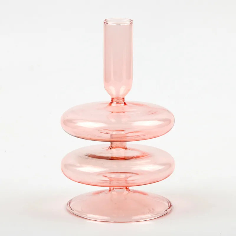Artistic Geometric Glass candlestick Artificial Decorations