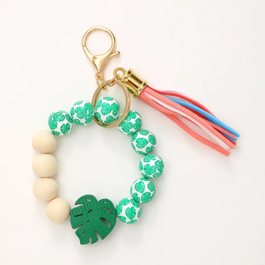 Casual Simple Style Round Wood Beaded Keychain