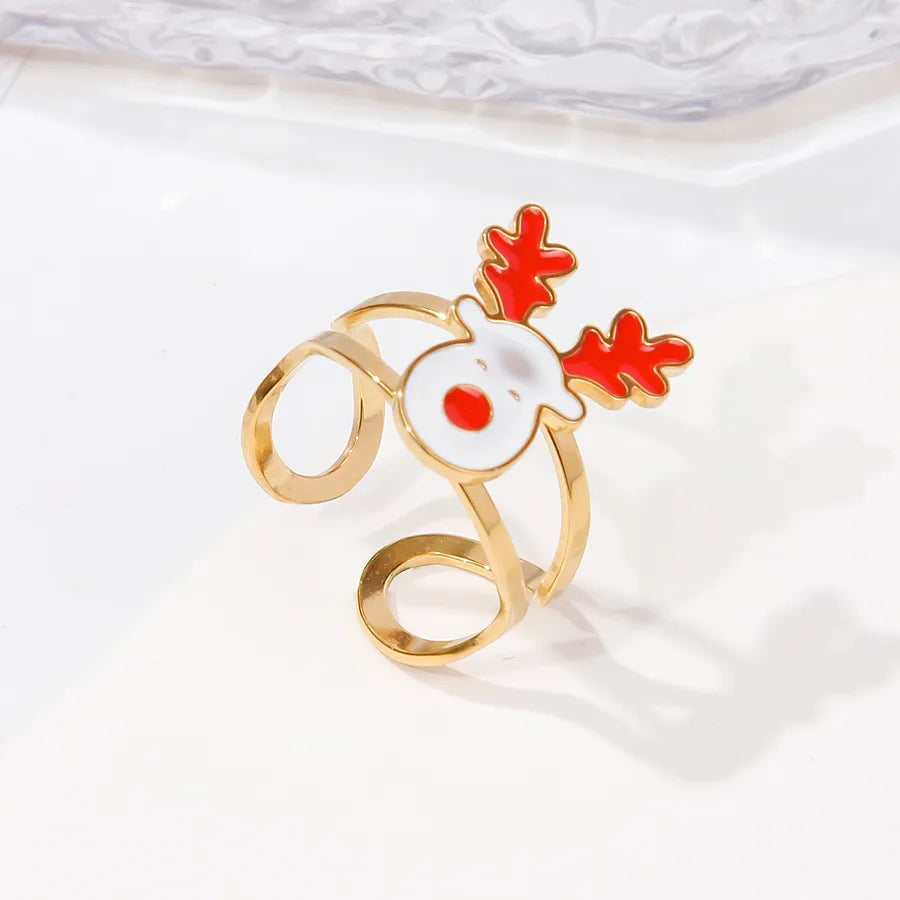 Stainless Steel Halloween Christmas Ring Fashion Universal Design Open Monster Ring Jewelry Cartoon Figures Pattern