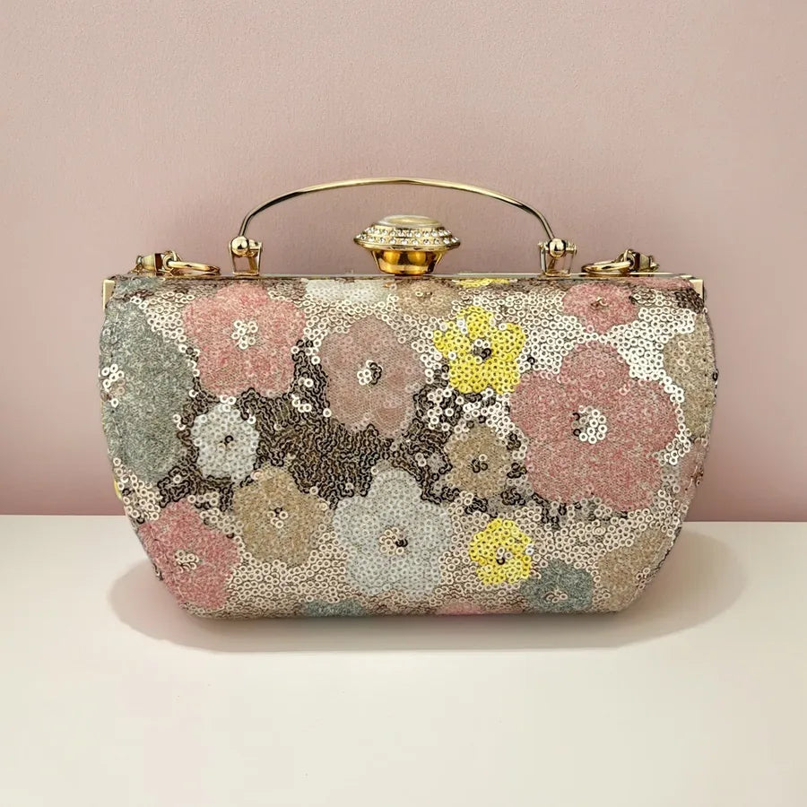 Rhinestone Polyester Geometric Flower Trapezoid Evening Bags