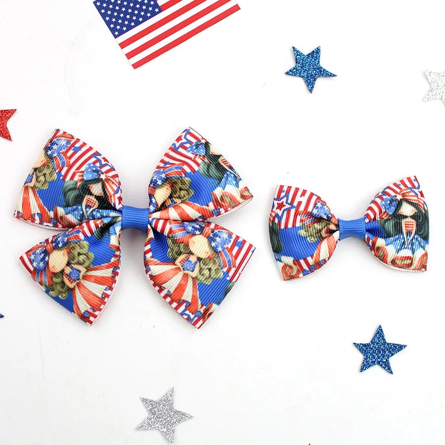 Independence Day Hairpin American Flag Bow Hair Accessories Children Girl Cute Headwear Patriotic Hairpin