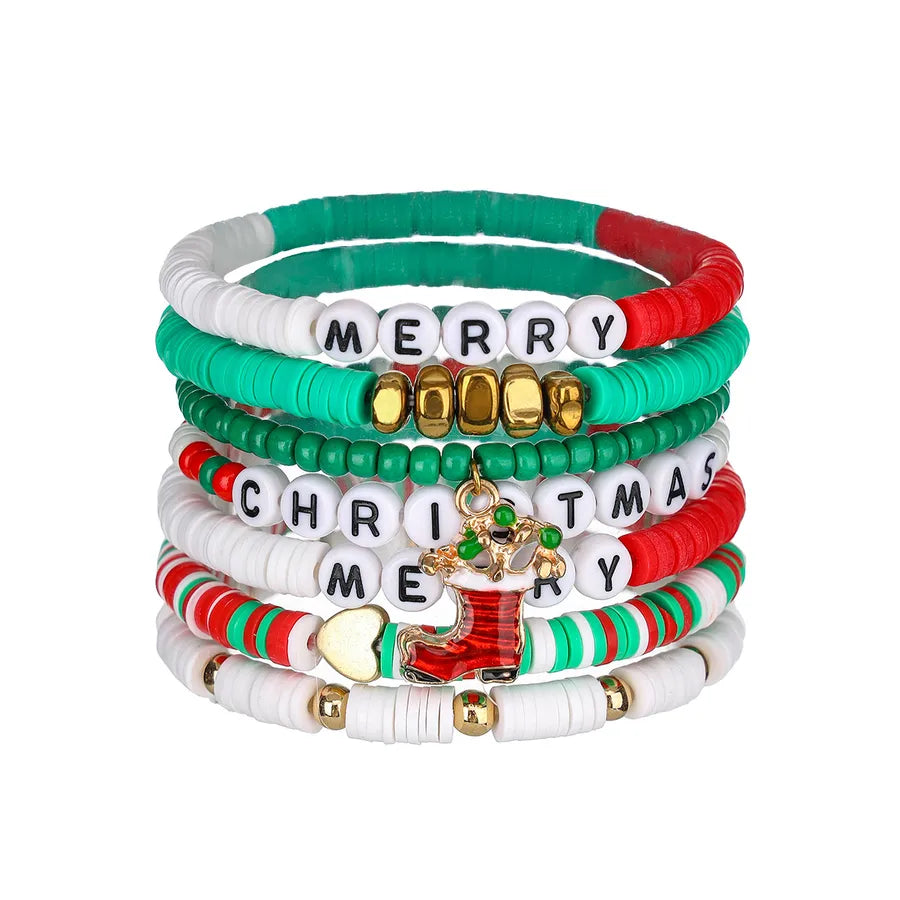 Sweet Letter Heart Shape soft clay Beaded Bracelets Christmas Wholesale