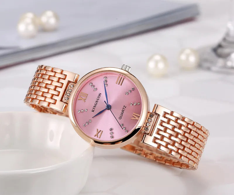 casual solid color jewelry buckle quartz women's watches