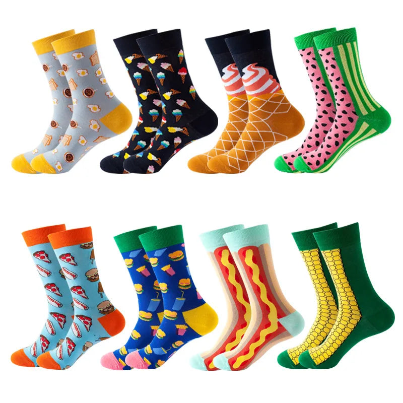 unisex casual cartoon nylon cotton jacquard crew socks 1 set