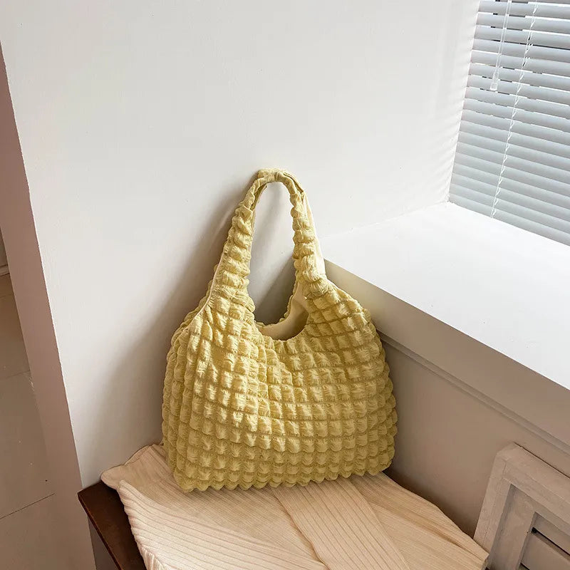 Ins Girl's Fashionable Cloud Puff Flower Shoulder Bag Women's  New Summer Canvas Minimalism Handbag