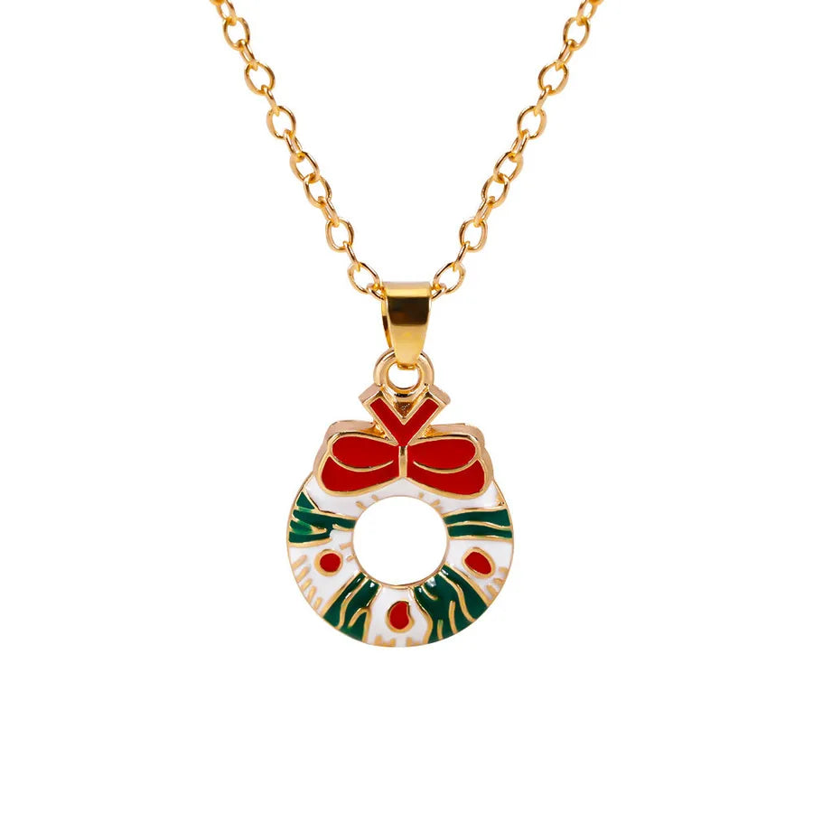 Christmas Themed Alloy Pendant Necklace With Bell Snowflake Design Geometric Pattern For Men And Women Christmas Tree Santa Claus Deer Stick