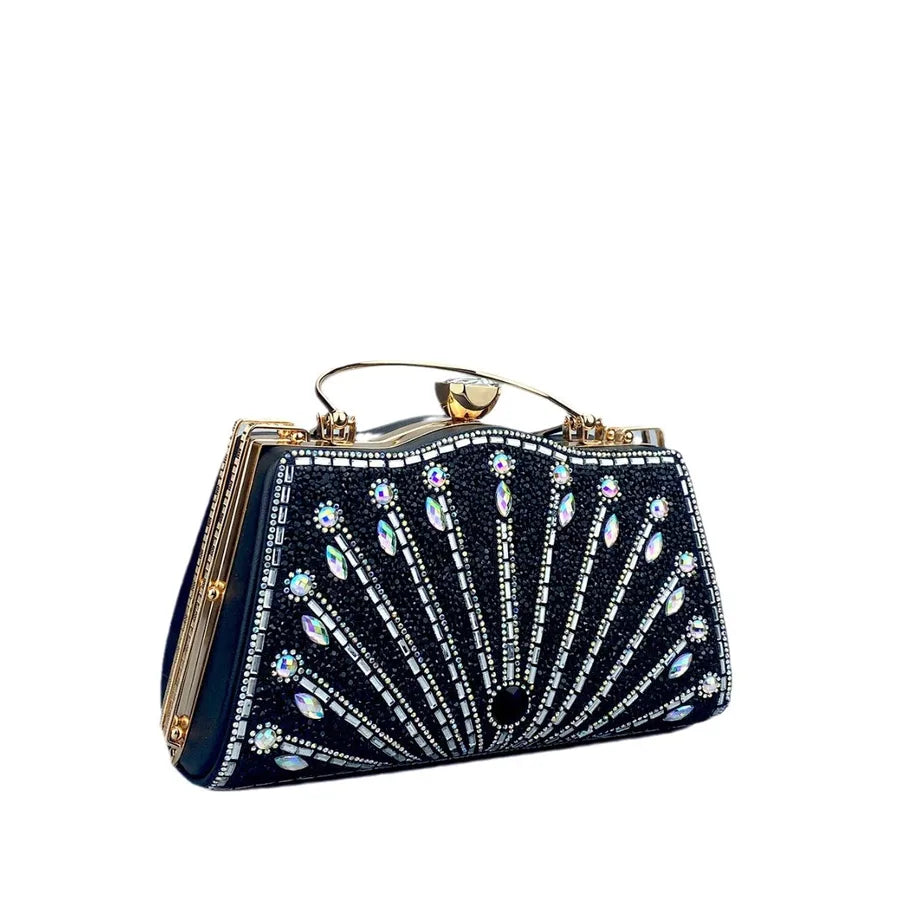 Black Gold Blue Pu Leather Solid Color Evening Bags