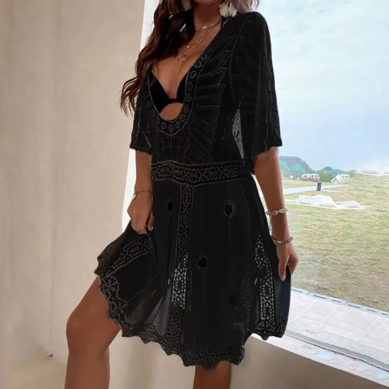 Women's Solid Color Vacation Beach Cover Ups