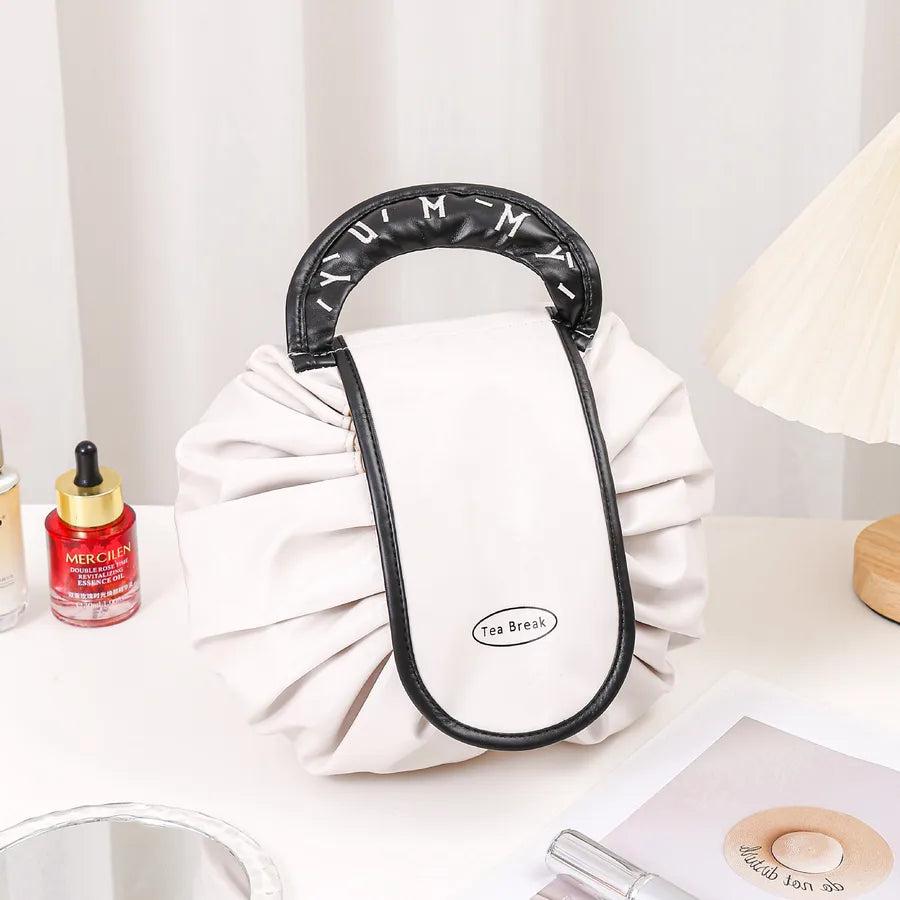 Casual Solid Color Pu Leather Storage Bag Makeup Bags