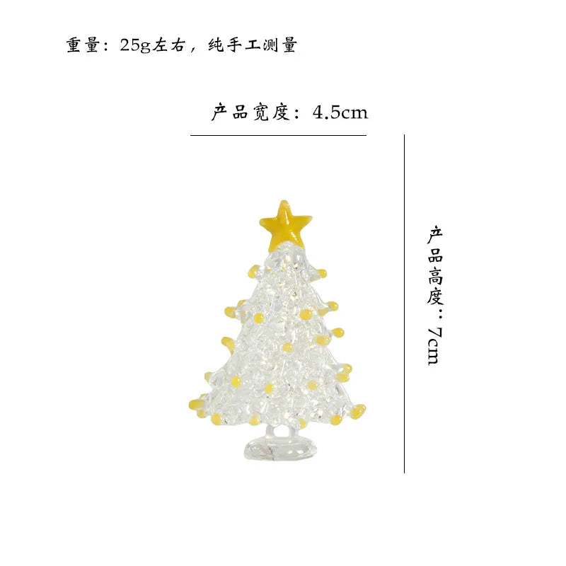 Zibo Lushila Glass Frosted Christmas Tree Craftwork Decorations Home Office Desktop Decoration Festive Season Gift