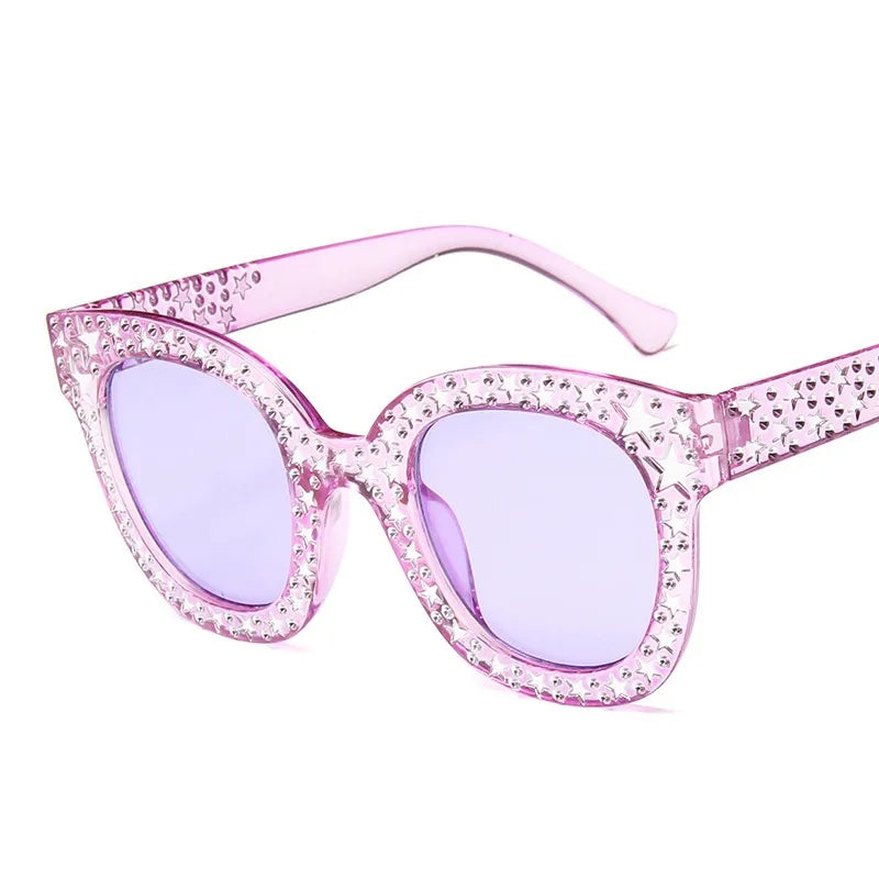 retro star ac round frame imitation diamond full frame women's sunglasses