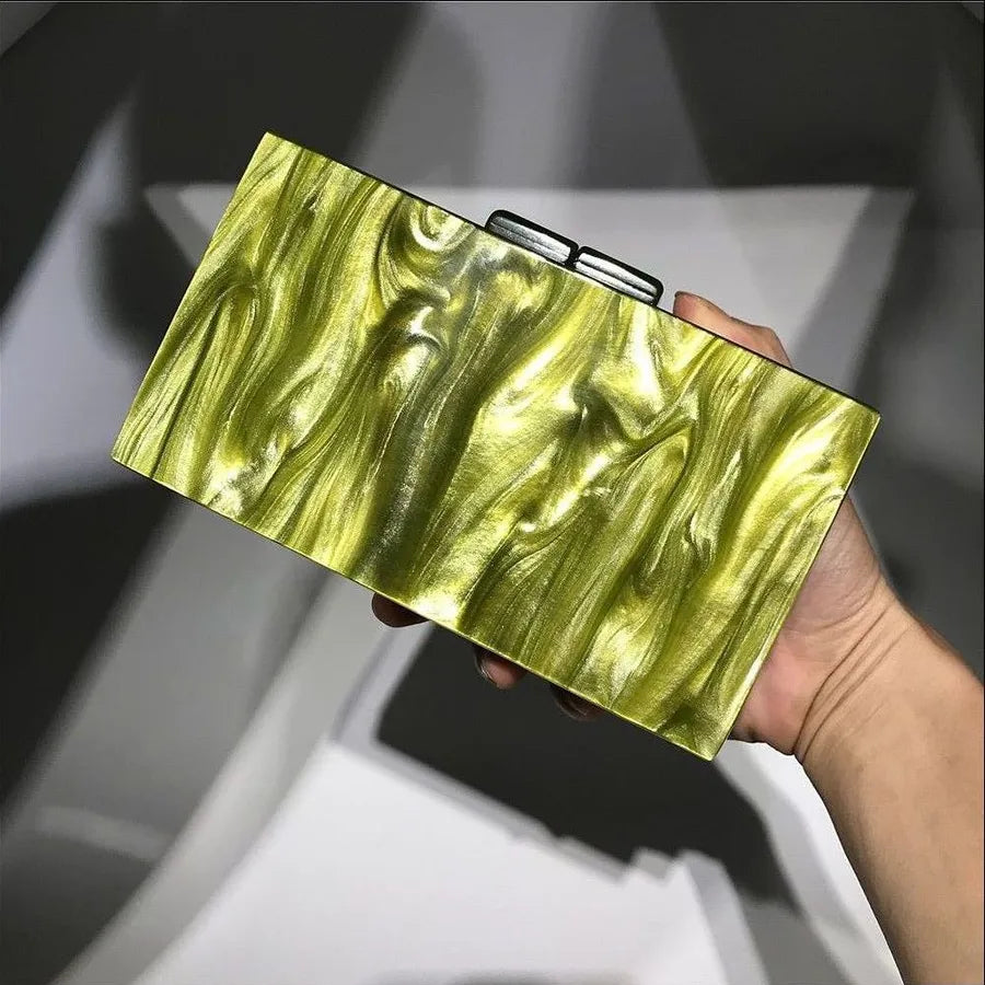 Hengmei  New Dinner bag Large-grain Pearlescent Acrylic Women's bag Women's Clutch Acrylic bag