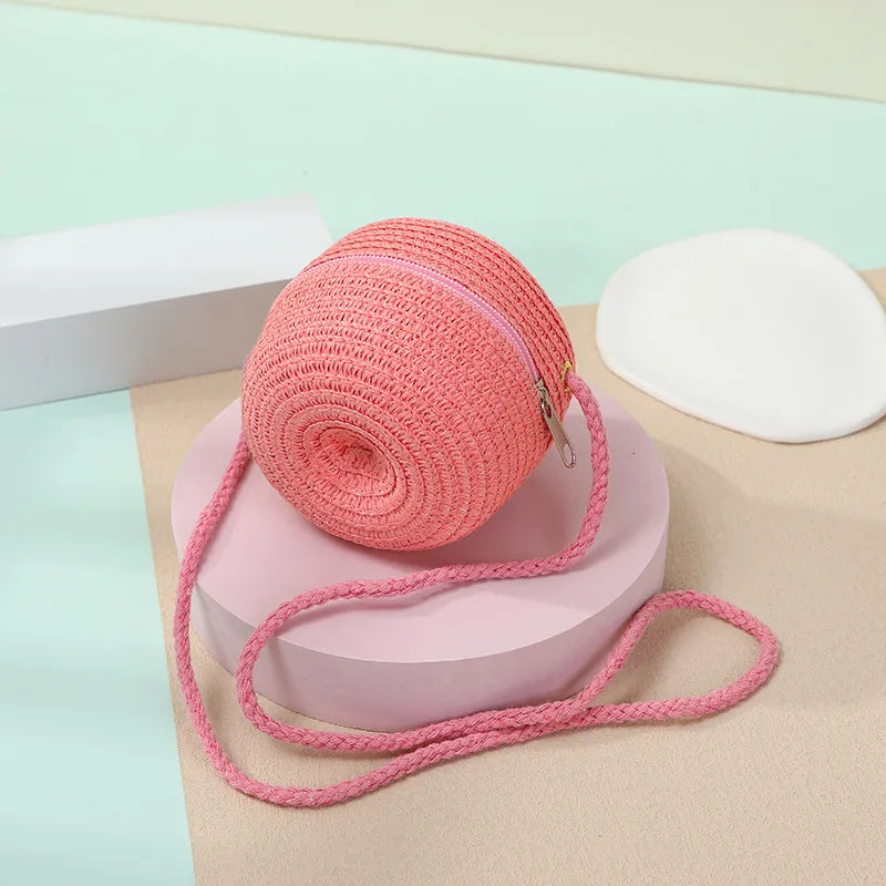 Internet Celebrity Summer Cute Little Apple Straw Bag Woven Straw Bag Women  New Seaside Holiday Mini Messenger Bag