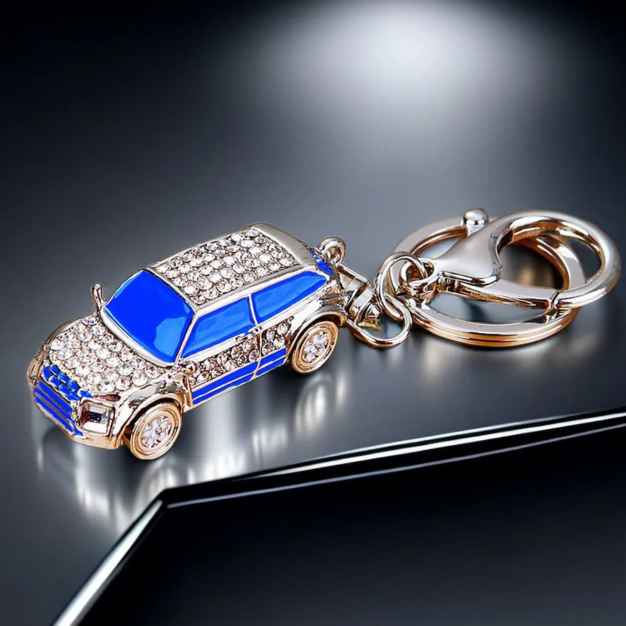 cute car metal diamond women's bag pendant keychain