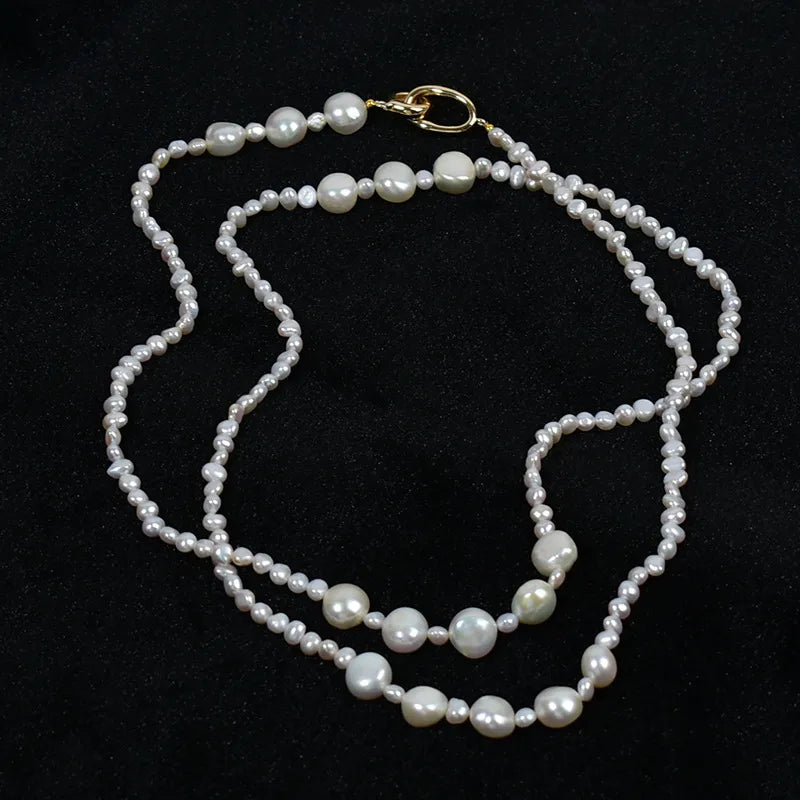 French Vintage Baroque Multi-Layer Long Sweater Chain Necklace Women's Pearl Pendant Collarbone Chain Fashion Jewelry Accessory