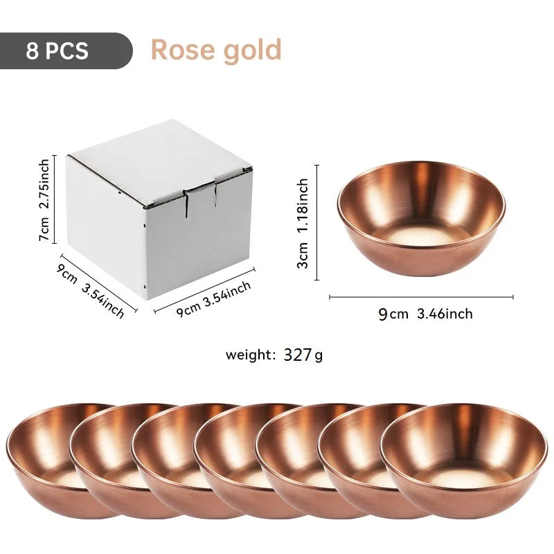 Large Stainless Steel Plate Golden Sauce Seasoning Plate 8-piece Set Household Restaurant Soy Sauce Plate 4-piece Set Dipping Sauce Plate