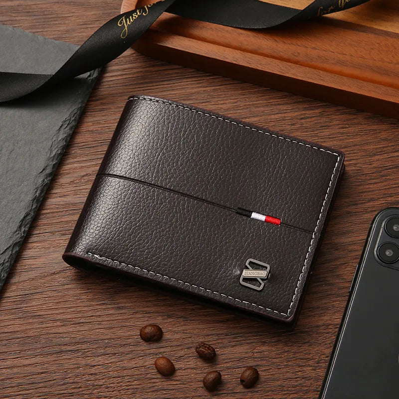 Men's Solid Color PVC Open Small Wallets