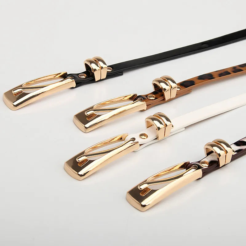 fashion solid color pu leather alloy women's leather belts
