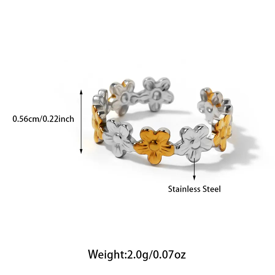 Wholesale Jewelry Casual Starfish Heart Shape Flower 304 Stainless Steel Open Rings