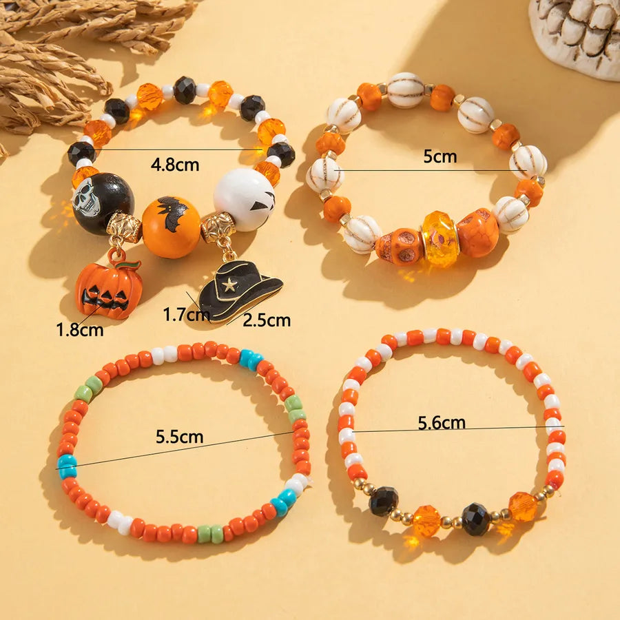 Ghost Bat Halloween Bracelets Women's Fashion Seed Bead Bracelet Set Women's Bracelets Glass Material Pumpkin Skull Design