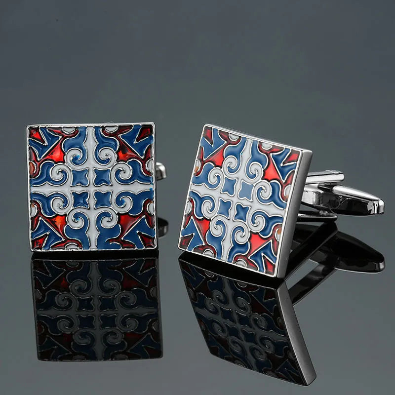 business geometric copper plating men's cufflinks
