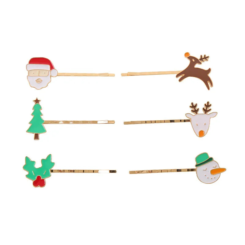 Christmas Tree Deer Hair Clip Fashionable Alloy Christmas Theme Hair Accessories Women's Cartoon Style One-Word Hairpin