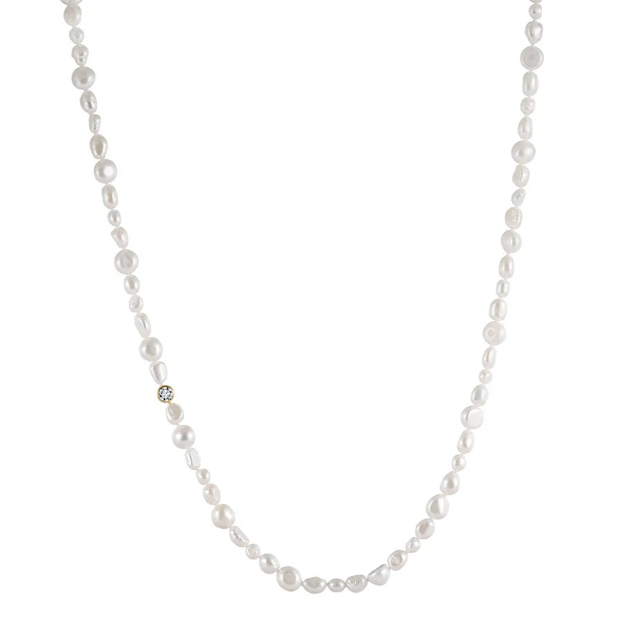 925 Sterling Silver Freshwater Pearl cable chain Plating Geometric Double Layer Necklaces Pendant Necklace Necklace