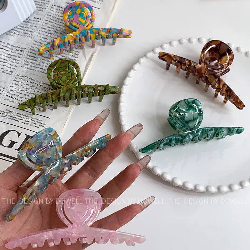 Large Size Original Design Hollow Floral Hair Clip Versatile Shark Hair Clamp Acetate Board Hair Clip Fashionable Women's Accessory