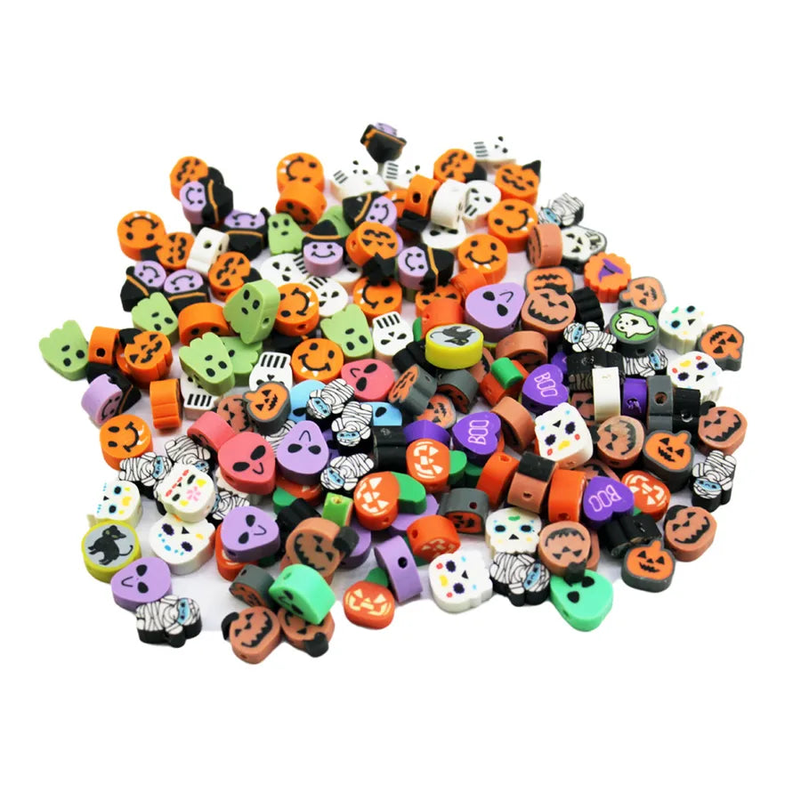 Halloween Style Colorful Punch Soft Clay Slices Witch Pumpkin Ghost Handmade Diy Soft Clay Kit Pumpkin Skull Design Features