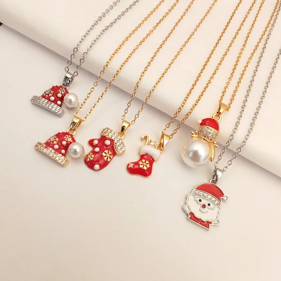 Titanium Steel Zirconia Pendant Necklace Women's Fashionable Versatile Micro-Set  Christmas Series